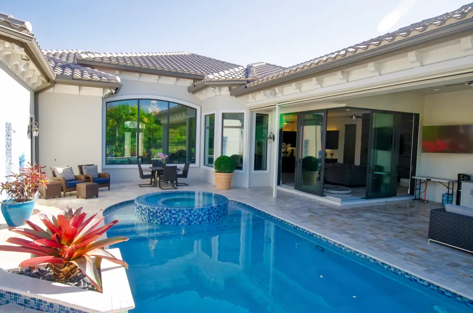 Pool and covered patio, South Florida real estate photography