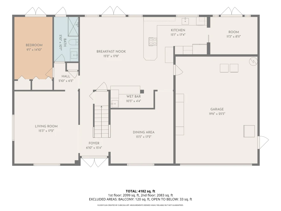First floor plan with dimensions