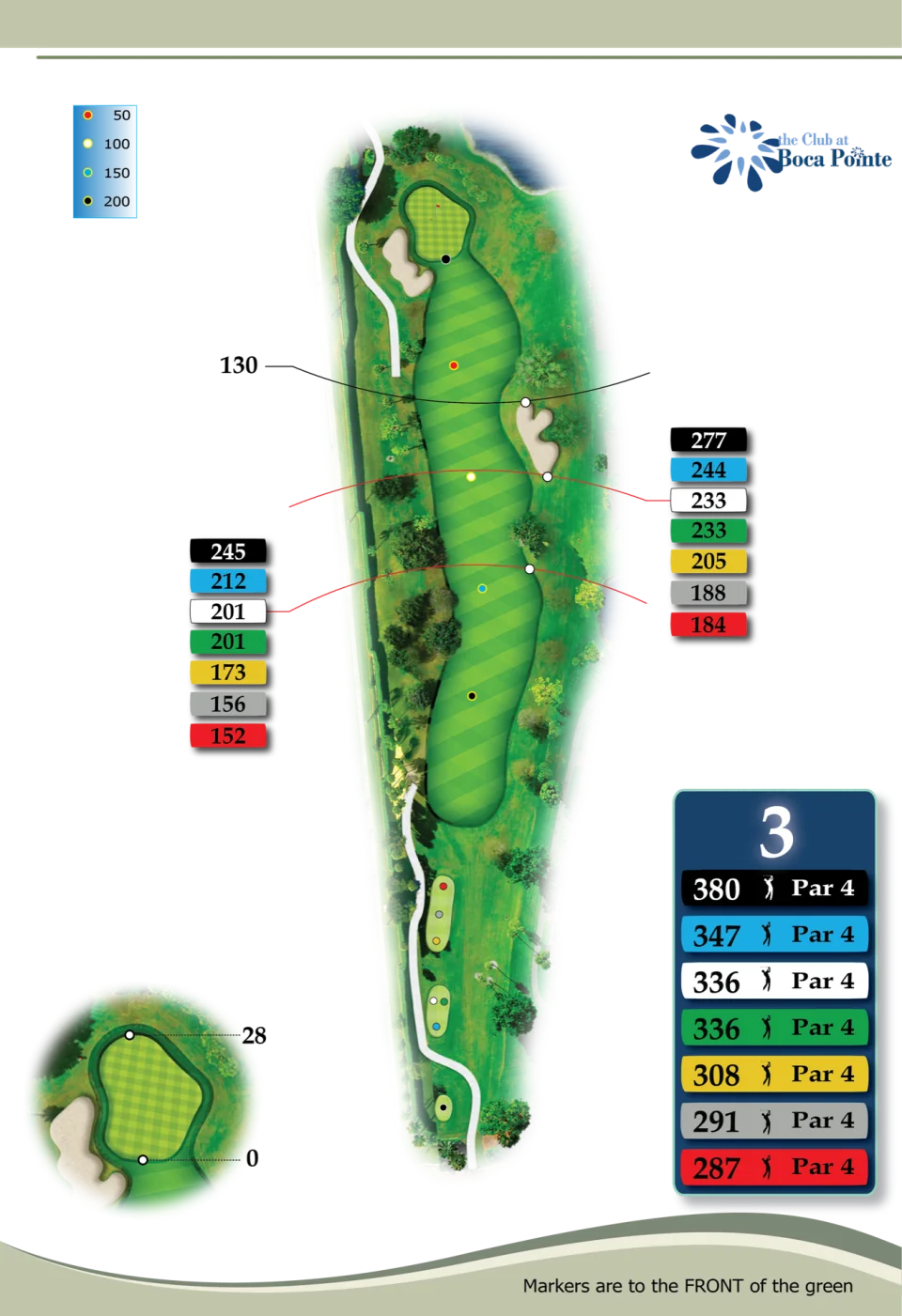 Hole 3 yardage guide, The Club at Boca Pointe