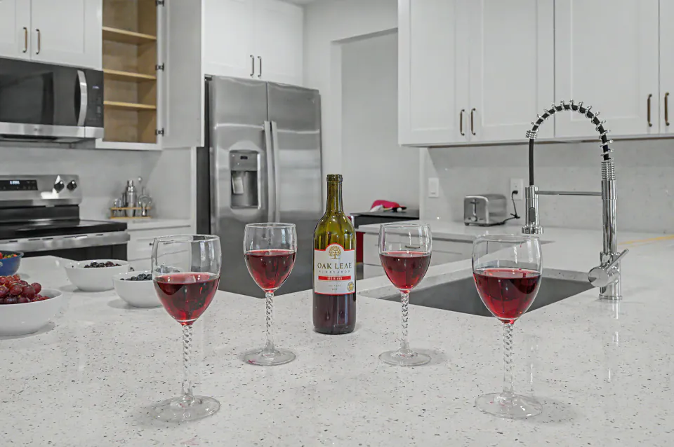 Staged kitchen interior, listing photography